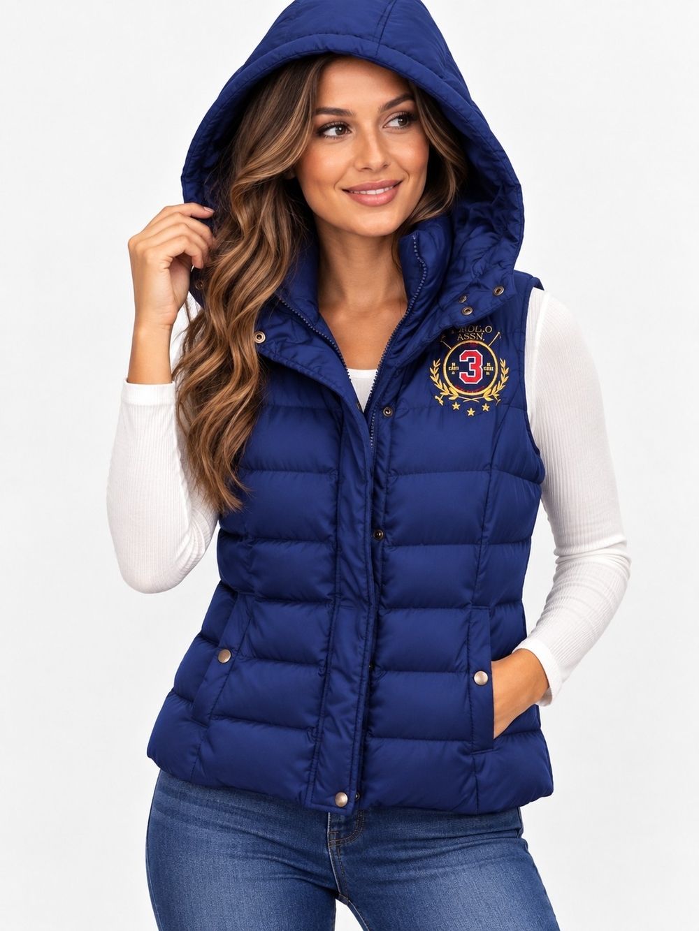 U.S. Polo Assn. Royal Blue Quilted Puffer Vest with Crest Sz M